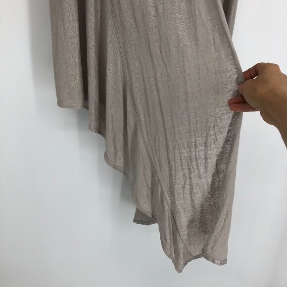 alice + olivia taupe sleeveless flowy draping high low cardigan 100% linen XS - Picture 7 of 14